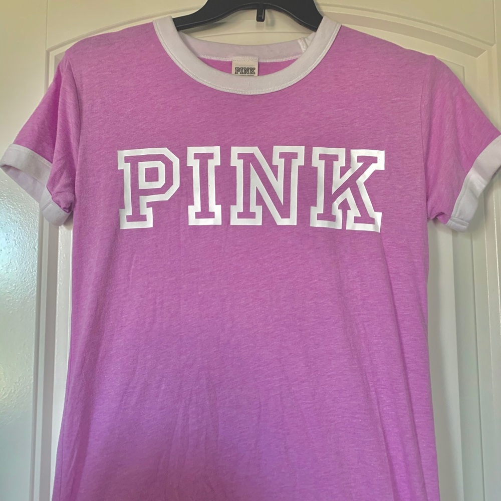 Pink T-Shirt Short Sleeve Tee Casual Top Vs Logo